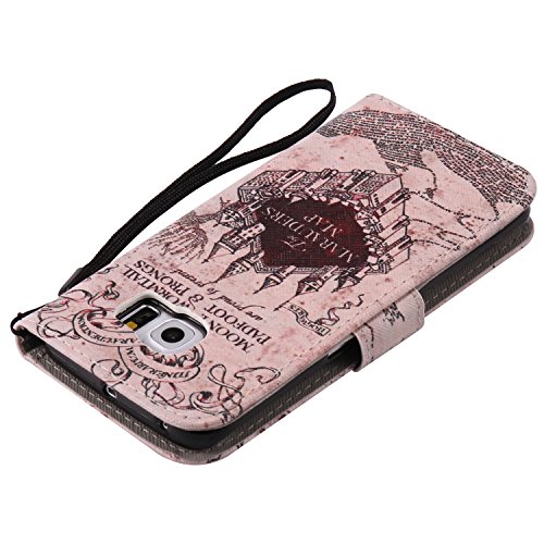 Feeltech Samsung Galaxy S6 Edge Hülle PU-Leder und Brieftasche Bunte Muster Fall mit Magnetverschluss, Hybrid-Kickstand mit Stand-Funktion, schlagen Sie schützende weiche TPU Stoßstangenabdeckung und Kreditkartenhalter für Samsung Galaxy S6 Edge Handgelenk Bügel-Buch-Art-Geldbeutel-Tasche mit 2 In 1 Berühren Sie Stift – Schloss - 7