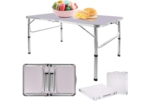 AUTOFU Klapptisch, 91 cm, höhenverstellbar, für Outdoor, Camping, Picknick, faltbar, zusammenklappbar, Gartentisch, zusammenklappbar, tragbar, robust, leicht, Aluminiumrahmen