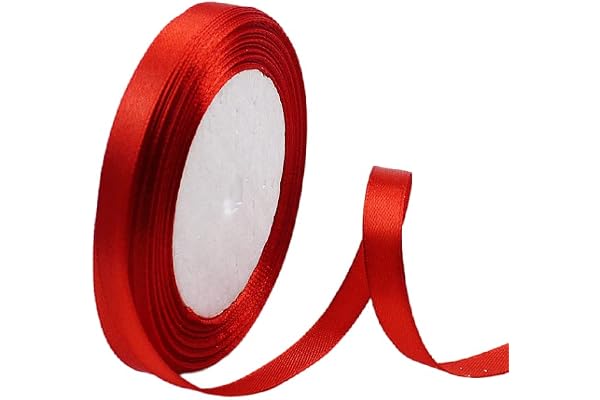 POPOYU Ruban Satin 10mm x 23m, Rouge pour Décoration de Mariage, Fête Noël Halloween, Emballage Cadeau, Ballons, Nœuds, Bouquet, Bricolage Art, Couture, DIY Artisanat
