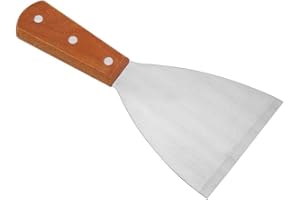Aufee Grillschaber, Grillwender, Edelstahl-Spachtel mit Holzgriff-Küchen-Kochwerkzeug