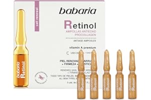Babaria - Retinol Ampollas Antiedad Procollagen, Piel Renovada, Firme y Elástica, con Vitamina A Premium, Apto para Todo Tipo de Pieles, Incluso Sensibles - 5 Uds de 2 ml