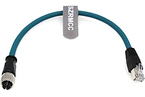 SZRMCC Cavo di rete Gigabit M12 X-Code da 8 pin femmina a RJ45 Ethernet Cat6A, ad alta flessibilità, schermato, impermeabile, per sensore di automazione di telecamere industriali (30 cm)