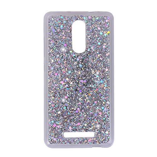 Funda para Xiaomi Redmi Note 3  Asnlove 3D Bling Brillante Glitter Carcasa Silicona Gel TPU Flexible Cover Crystal Clear Case Transparente Protectora Blanda Caso Caja Cubierta para Xiaomi Redmi Note 3 Note 3 Pro 5 5 Pulgadas  Plateado Silicona Funda Case