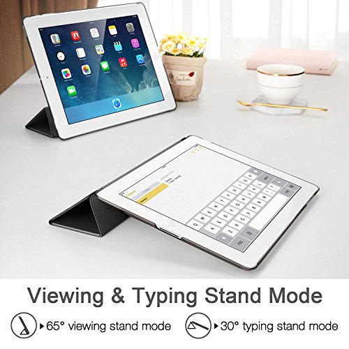iPad 2 / 3/ 4 Hülle, ESR® Yippee Series Auto Aufwachen/Schlaf Funktion Wickelfalz PU Ledertasche mit Durchschaubar Rückseite Schutzhülle für iPad 2 3 4 (Schwarz) - 8
