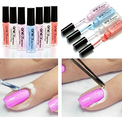 Nail Art Peel Off Base Coat Liquid Gel Cream Tape Polish Palisade Ideal for Manicure Pedicure Keep Cuticle Fingers Always Clean When Painting Nails by ONE1X® (Pink)