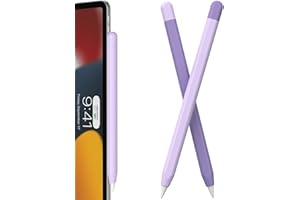 FAFALITHIC Lot de 2 Coque Pencil en Silicone Compatible avec Apple Pencil Pro & Apple Pencil 2ème Génération, Supporte la Charge Magnétique et Double Tap (Violet + Violet Foncé)