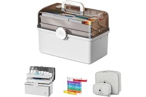 SLTAXAR Scatola per Medicinali 3 Strati con 2 Pezzi Borsa Pronto Soccorso e Portapillole 7 Giorni Contenitore per Medicinali Grande Organizzatore Medicinali per Conservazione Medicinali