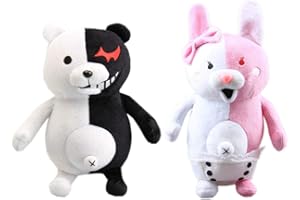 ZYZYZK Lefeng 2 Pcs/Set Anime Danganronpa Peluche Monokuma Ours Noir Rose Poupées Doux Cadeau pour Enfants 25,4 cm
