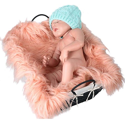 Ouneed Newborn Baby Artificial Fur Backdrop Flannel Receiving Blanket (Pink )