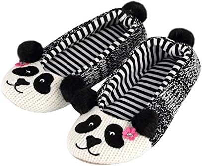 Yiwant Women's Slippers Comfort Cotton Panda Cartoon Knitted Washable Flat Closed Toe Ultra Lightweight Indoor Shoes With Non-Slip Sole