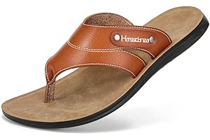 Harssidanzar Flip Flops for Men, Comfortable Vintage Toe Sandals, Lightweight Summer Beach Sandals, KM216
