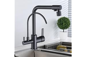 YADLCR Rubinetti da Cucina a 4 Vie con Rubinetto filtrante per Acqua Potabile, Rubinetto dell'Acqua con Filtro Miscelatore da Cucina 4 in 1 in Ottone Massiccio, Girevole a 360 Gradi (Color : Nero)