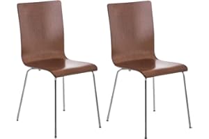 CLP Set de 2 Chaises de Salle d'Attente Pepe Bois I Chaise de Visiteur Robuste Pieds en Métal I Chaise de Conférence en Bois :, Couleur:Marron