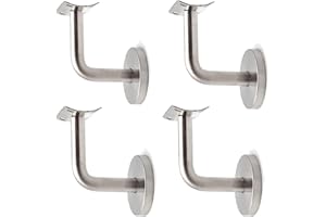 GVPOELR Supporto per corrimano, supporto per corrimano in acciaio inox, attacco per corrimano, per ringhiere supporto a parete in legno con rosone di copertura (4 pezzi)