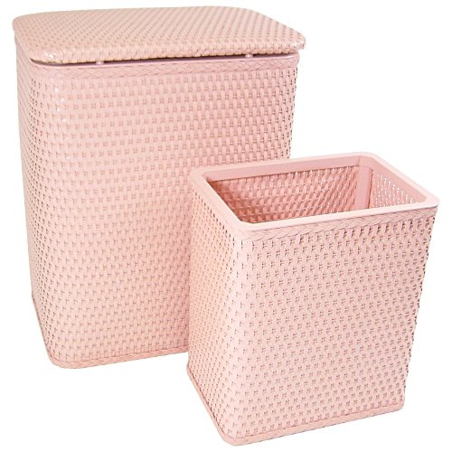 Redmon Chelsea - Cesta de Mimbre para guardería y Cesta de Basura a Juego, Color Rosa