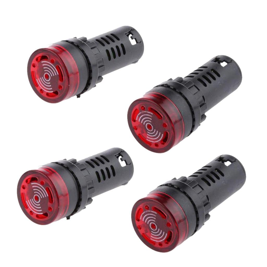 MERISHOPP 2Pairs 12V + 24V LED Flash Alarm Indicator Signal Lamp with Buzzer AD16-22SM