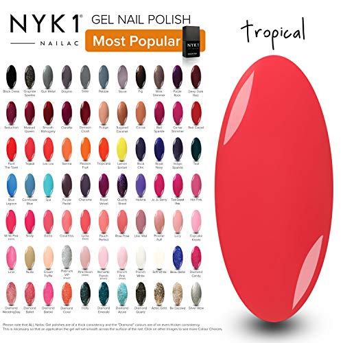 NYK1 Gel Esmalte Permanente Uñas | Esmalte de Uñas de Color en Gel para Secador de Lámpara Led o UV - Manicura Profesional y Brillo | Perfecto como Top Coat, Base y Nail Art Semipermanente Shellac