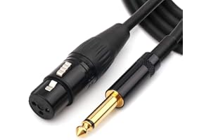 NANYI 6.35mm (1/4 Inch) TS Male to XLR Female Interconnect Audio microphone Cable, Black/alloy, Suitable for microphones, active speakers, stage, DJ, studio audio console, 1.5M / 5FT