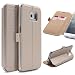 Produktbild Urcover® Samsung Galaxy S6 Edge Sunflower Wallet Handy Schutz-Hülle in Champagner Gold [ Easy-Stand & Kartenfach ] Smartphone Zubehör Tasche Schale mit Magnet Case Cover Etui
