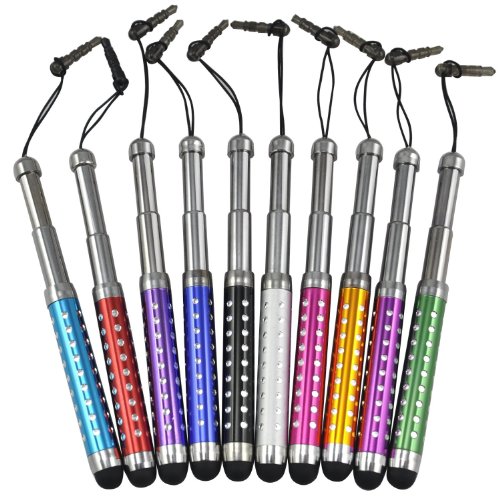 Voguecase® 10 X Bunte Universal Kristall Diamant Stylus Pen Stifte Eingabestift mit Staubschutz für allen kapazitiven Touchscreen-Geräte, einschließlich HTC ONE M9 Samsung Galaxy S6 S6 Edge iPhone 6 6 Plus Huawei P8 Samsung Galaxy Core Prime SM-G360 SM-G360F LG Nexus 5 Nexus 4 Lumia 520 532 1520 720 920 625 Sony Xperia Z1 Xperia Z Apple iPhone 2G 3G 3GS iPhone 4 iPhone 4S iPhone 5 5S 5C iPad 2 3 4 iPad air iPad mini Samsung Galaxy S4 S3 S2 Note 2 Note 3 galaxy Fame galaxy S Duos S4 Mini S3 Mini i8190 i9190 i9500 i9300 Tab 2 P5100 P5110 Samsung Galaxy Tab P7500 P7510 Galaxy Tab P7501 P7511 Galaxy Tab P7100 P7300 P7310 P1000 P1010 P3100 P3110 Asus Transformer Book T100TA Lenovo A2107A A2109A Asus Transformer Eee Pad TF300 Acer Iconia B1 A510 A511 A700 HTC ONE M7 HTC One Mini HTC one Max Amazon Kindle Fire HDX Xperia SP LG Optimus L3 L5 L7 L9 L7 II L5 II E460 L3 II LG G2 Asus MeMO Pad 10 ME102A HP Slate 7 Acer Iconia A3-A10 Samsung Galaxy Note 10.1 2014 LG G Pad 8.3 Asus Fonepad 7 ME372CG Lenovo IdeaPad Yoga Tablet Acer Iconia B1-A71