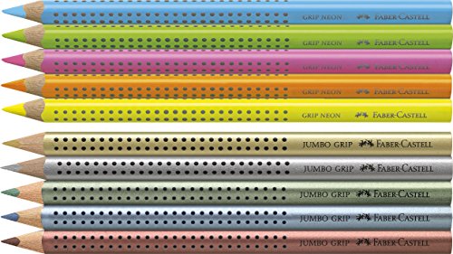 Faber-Castell 110940 Jumbo Grip Malset, 10er Etui, neon metallic - 5