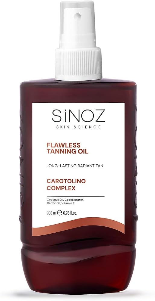 Sinoz Kusursuz Bronzlaştırıcı Güneş Yağı Spreyi 200 ml Hindistan Cevizi Kakao Havuç Yağı Içeren
