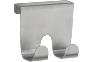 INTERDESIGN iDesign Forma Pratico Porta Asciugamani Senza Montaggio E Forature, Piccolo Appendiabiti In Acciaio A Due Ganci, Argento