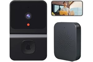 FONCBIEN Timbre Inalámbrico con Cámara, Video Portero Automatico WiFi 480P Almacenamiento en Nube Timbre Inteligente con Visión Nocturna, Audio de 2 Vías (Negro)