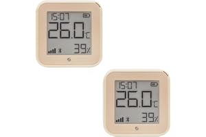 Shelly Brand, Shelly H&T Gen 3 Mocha, Pack of 2, Wi-Fi & Bluetooth Temp & Humidity Sensor, Wall Mount, Low Battery Consumption, E-paper Display, No Hub Required, Ideal for Home Automation