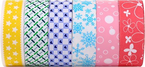 ST Washi Tape -Cinta Adhesiva Decorativa  Cinta de carrocero  15mmX9 14m 6 Piezas