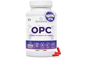 Bandini® OPC Extrait de Pépins de Raisin 1052mg par jour - 200 Gélules Végétaliennes (3 mois) hautement dosées - Teneur HPLC le plus Élevée - Raisins Italiens purs (95%) + Vitamine C - Antioxydant