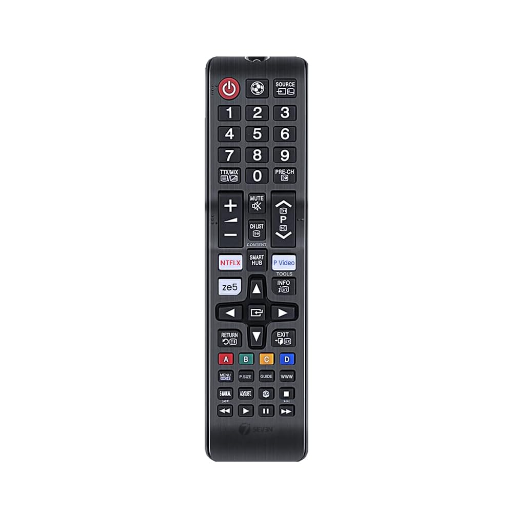7SEVEN® Compatible with Samsung tv Remote Control Universal Suitable for LCD LED OLED QLED UHD HD Plasma 3D Smart Hub Television with Hotkeys - Match Remotes Keys Exactly with Existing Remote