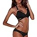Produktbild Bikini Set Damen, Huihong Einfarbig Sommer Bademode Triangel Bademode Push up Bikini (Schwarz, XL)