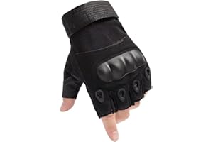 AXELENS Guanti Tattici Militari Uomo Moto Estivi Sportivi Bici Antiscivolo Senza Dita Mezze Dita Outdoor Protezione Nocche Imbottite MTB Antivento Leggeri Antitaglio