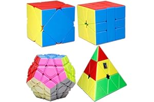 OOSTIFUN Gobus MoYu MoFangJiaoShi MFJS 4 Different Shaped Puzzle Cubes Stickerless, Including 3x3 Pyraminx Pyramid Magic Cube + 3x3 Megaminx Dodecahedron Magic Cube + Skewb Cube + SQ1 Magic Cube