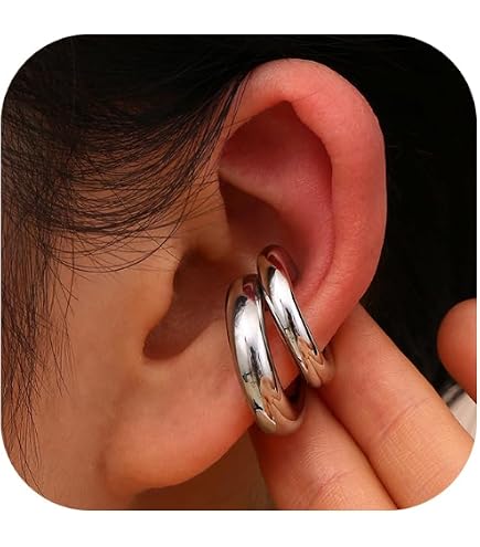 Orecchini A Polsino Oro Donna: Cerchi Huggie Grandi E Fashion, Clip Non Piercing A Goccia - Idea Regalo