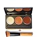 VALUE MAKERS 3 Colour Contour Palette - Professional Blemish Concealer - Make Up Foundation - Makeup Foundation Cosmetics - Contour Kit - Concealer Palette - Primer Makeup Palette - Cream Contour Palette - Concealers Set - Cream Contour Kit + Foundation Blusher Powder Makeup Brushes Free