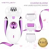 【4 IN 1 MULTIFUNKTION】 Metalbay Epilator Kallus-Entferner Rasierer mit den 4 verschiedenen Aufsätze, können Sie auf den Unter- und Oberarmen, im Gesicht und in der Bikinizone zur Anwendung kommen, Exfoliates Tot, harte trockene Haut an den Füßen, entfernt unerwünschte Haare an den Beinen oder Armen.