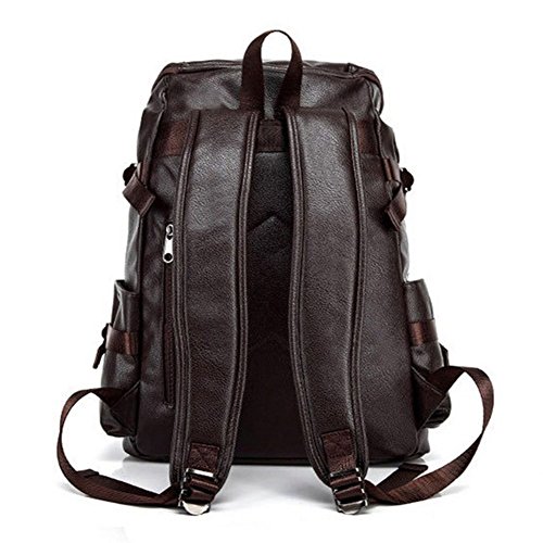 MAGIC UNION PU Leder Vintage Rucksack Daypacks Wanderrucksack Backpack Daypacks Damen Herren Studenten Schultertasche Für Camping Reise Schulranzen und Laptop,IPhone,IPad in 2 Farbe - 4