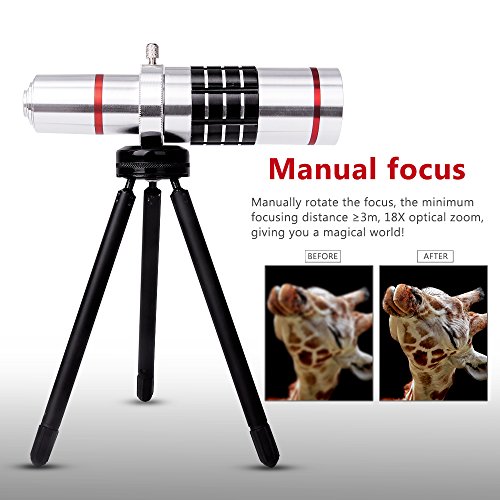 Teleobjektiv Handy 18X universal Smartphone Tele Linse Kamera ZubehÃ¶r HD optischer Zoom Lens Aufsatz Set mit Zeiss fÃ¼r iPhone 8 plus 7 plus /6s plus / 6 plus/ 8 / 7 / 6S / 6 /5 /5s