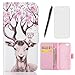 Produktbild lotuslnn Schutzhülle Samsung Galaxy A3 2016, Tasche Samsung Galaxy A3 2016/sm-a310 Leder Schutzhülle Flip Wallet case- (Schutzhülle + Stylus Stift + Screen Protector) iPhone 5/5s/se Deer, blanc
