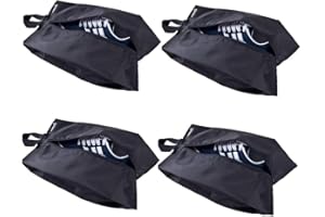 MISSLO 4 Portable Nylon Travel Shoe Bags Dust-Proof Shoe Storage Bag Organiser with Zipper Closure for Shoes, Trainers, Heels, Black