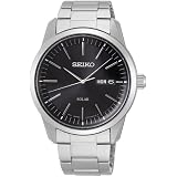 Seiko Mens Analogue Solar Powered Watch with Stainless Steel Strap SNE489P1,  Silver : Amazon.co.uk: Watches