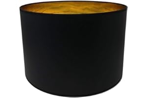 ARG LIGHTING 30 cm Tambour Abat-jour, Fait à la Main, Tissu Blanc Doublure dorée, pour Plafond, Suspension, Table Lampe