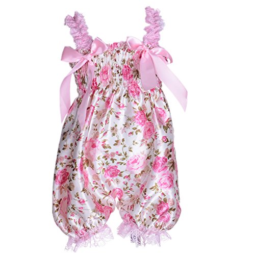 ANDI ROSE Baby Toddlers Floral Printed Ruffle Romper Baby Girl Infant (Size: M, Rose)
