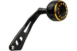 KOVNISE 1 Pc Fishing Reel Handle Aluminum Alloy Lightweight Low-Profile Reel Black Gold Power Handle 0.31x0.2inch Mounting Hole for Reel Repair Parts