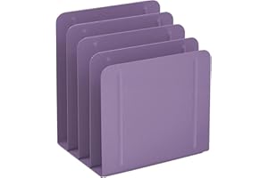 Acrimet 4-fach vertikaler Aktenhalter aus Metall, Schreibtisch-Ablage, kompakte und effiziente Lösung für Dokumente und Ordner – Violettfarben