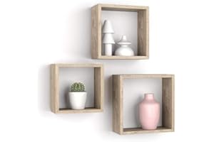 Mobili Fiver, Cubi Quadrati Giuditta, Set da 3, Quercia, Made in Italy