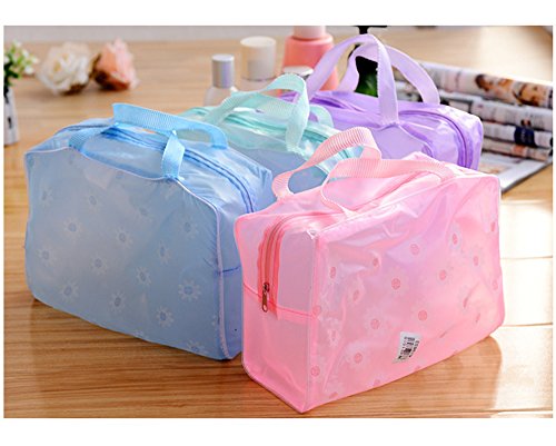 dealglad® 5 x tragbare Wasserdichte transparente Kosmetiktaschen / Make-up-Taschen / Kulturbeutel / Tasche fürs Bad (zufällige Farbe), Blumen-Design - 3