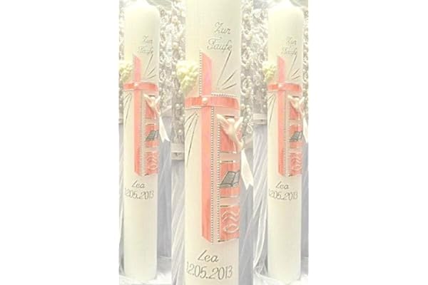 Cierge Bougie de baptême ou de communion pour enfants - 400/40 mm - VT-14 - Avec accessoire pour personnalisation